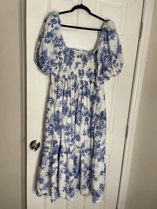 Abercrombie Emerson Puff sleeve dress, blue and white - Picture 2 of 2